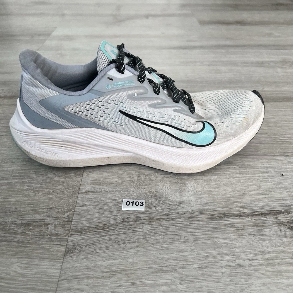 Nike Zoom Winflo 7 Womens 7 Running Shoes Gray Teal Cushioned Athletic